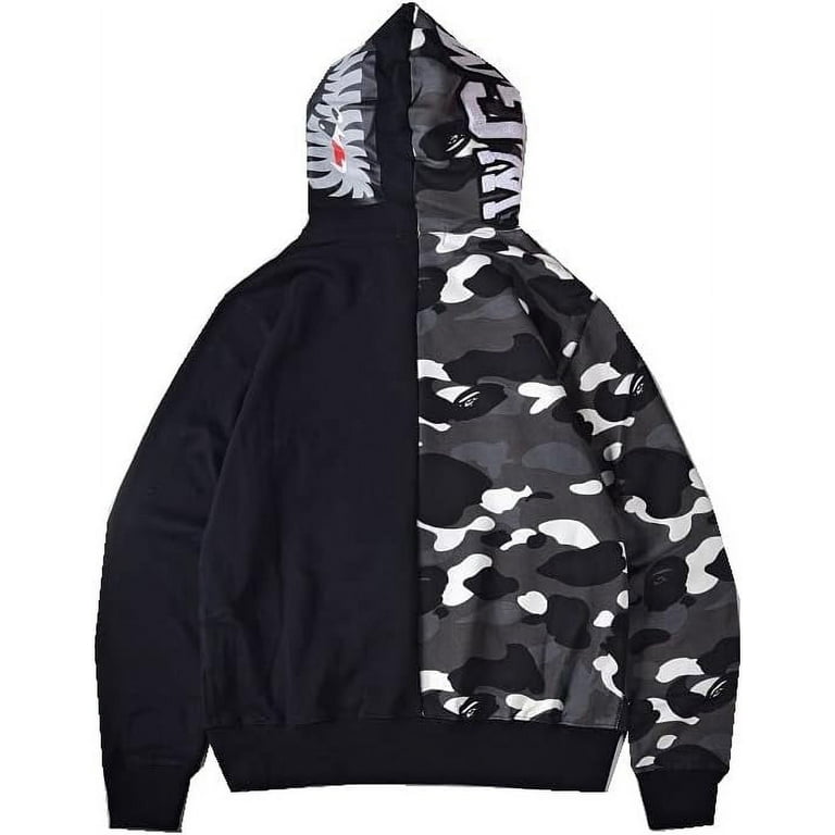 BAPE Hoodie Men s Shark Hoodie Cotton Material Shark Jaw Jacket Ape Camo Full Zip Jacket Up Walmart