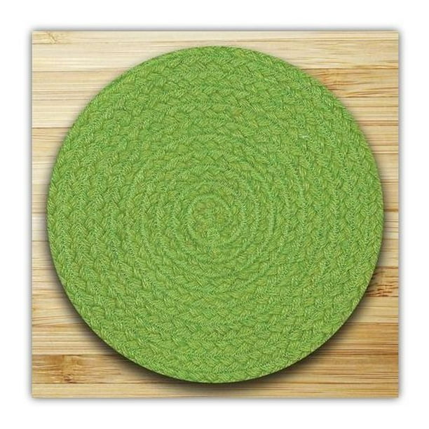 LIME GREEN 100 Natural Jute 10" Round Trivet/Placemat, by Earth Rugs