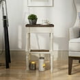 thumbnail image 4 of COZAYH French Country Distressed Accent Table, Espresso Tray Top and Woven Wicker Shelf, Boho, Farmhouse, Rustic Decor, 4 of 8