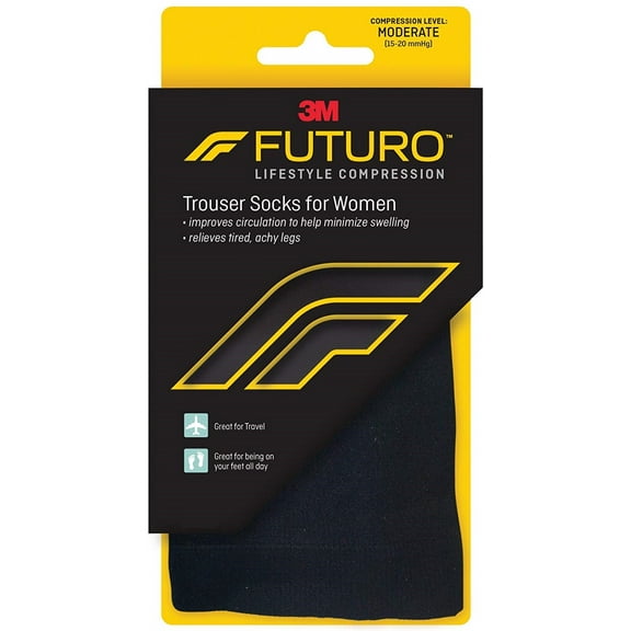 FUTURO Trouser Socks For Women Large Black 1 Pair (Pack of 3)