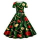 thumbnail image 3 of Vestido Casual Para Mujer, Vestido de Fiesta de Noche de Manga Corta Con Estampado Navideño de Los Años 50, 3 of 3