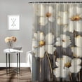 thumbnail image 2 of Pratyus White Flowers Gold Accents Soft Painting Shower Curtain Waterproof Bath Curtain with Hooks for Kids Bathroom Decor, 100% Polyester Fiber, Various Sizes Available 36"x72, 2 of 7