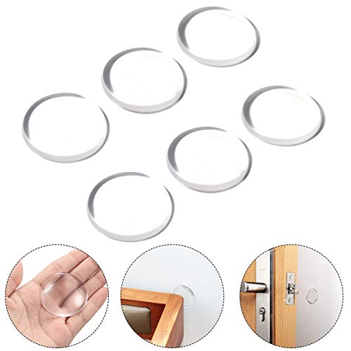 6PCS Door Stops Door Knob Wall Shield Clear Round Rubber Handle Bumper