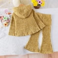 thumbnail image 4 of Odeerbi 1-4 Años Conjunto de Algodón de Punto Elástico Con Capucha Pantalones Acampanados Conjunto de Dos Piezas Sudaderas Con Capucha de Flores Pantalones de Campana, 4 of 8
