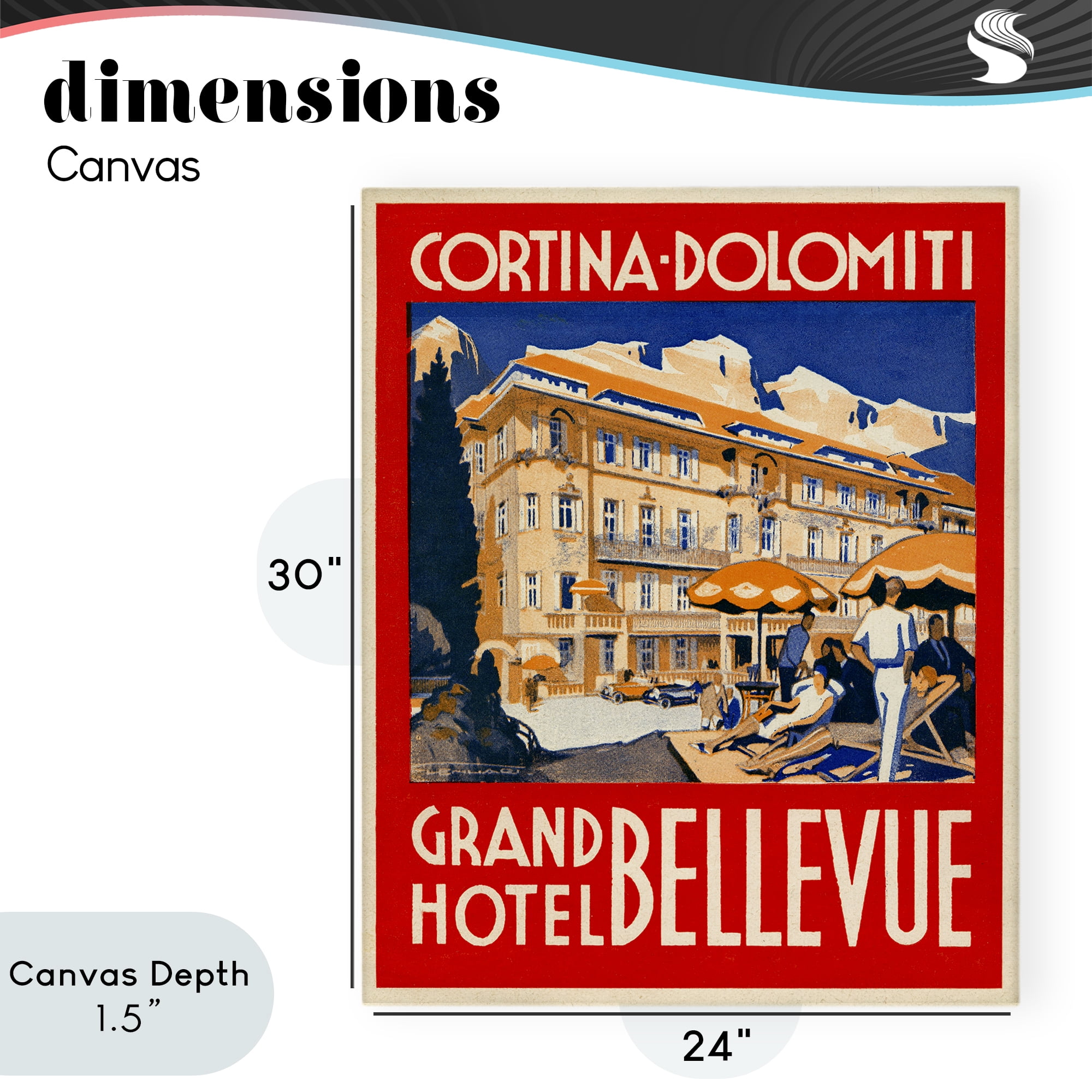 Stupell Industries Grand Hotel Bellevue Vintage Canvas Wall Art, design by Print Collection