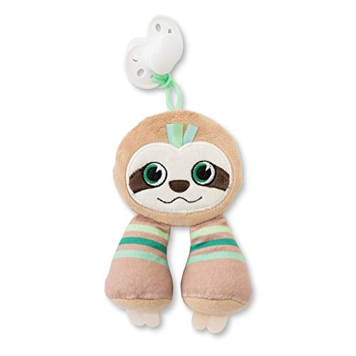 BooginHead Universal Pacifier Holder Stuffed Animal, Infant Toddler Boys and Girls, Sloth
