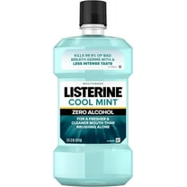 Listerine Zero Alcohol Mouthwash, Alcohol-Free Oral Rinse to Kill 99% of Germs That Cause Bad Breath for Fresh Breath & Clean Mouth, Less Intense Taste, Cool Mint Flavor, 1 L