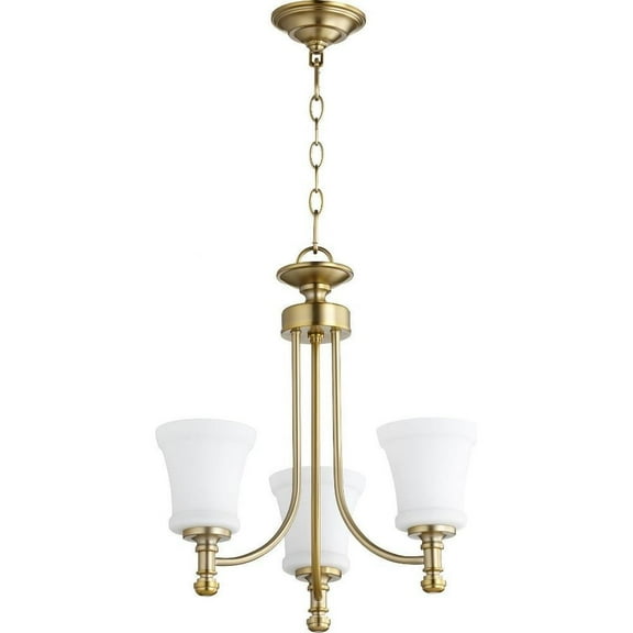 Transitional Three Light Chandelier-Aged Brass Finish-Satin Opal Glass Color Bailey Street Home 183-Bel-2534906