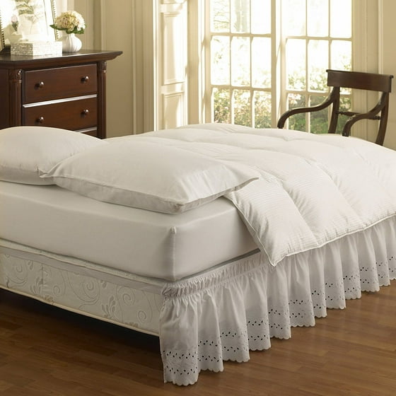 WRAP AROUND EYELET LACE BED SKIRT DUST RUFFLE, 14" DROP ...