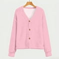 thumbnail image 5 of HUAXUN-Womens V Neck Button Down Cardigan, Fall Winter Long Sleeve Open Front Knit Sweater, Loose Fit Casual Outwear Coat,Cardigan Sweaters for Women(Pink,S), 5 of 5