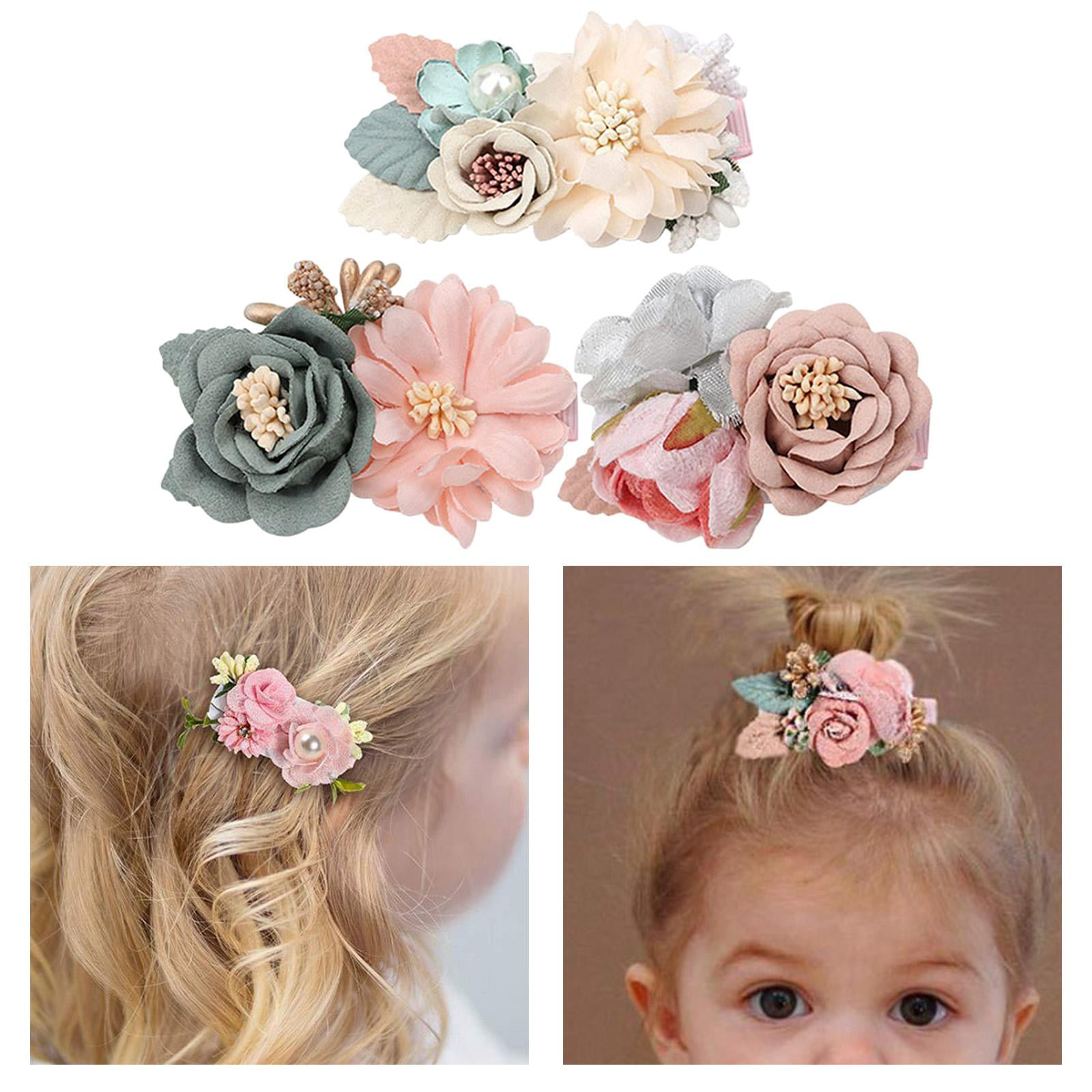 3X Baby Girls Flower Bow Headband Hair Band DIY Princess Headwear Accessories 