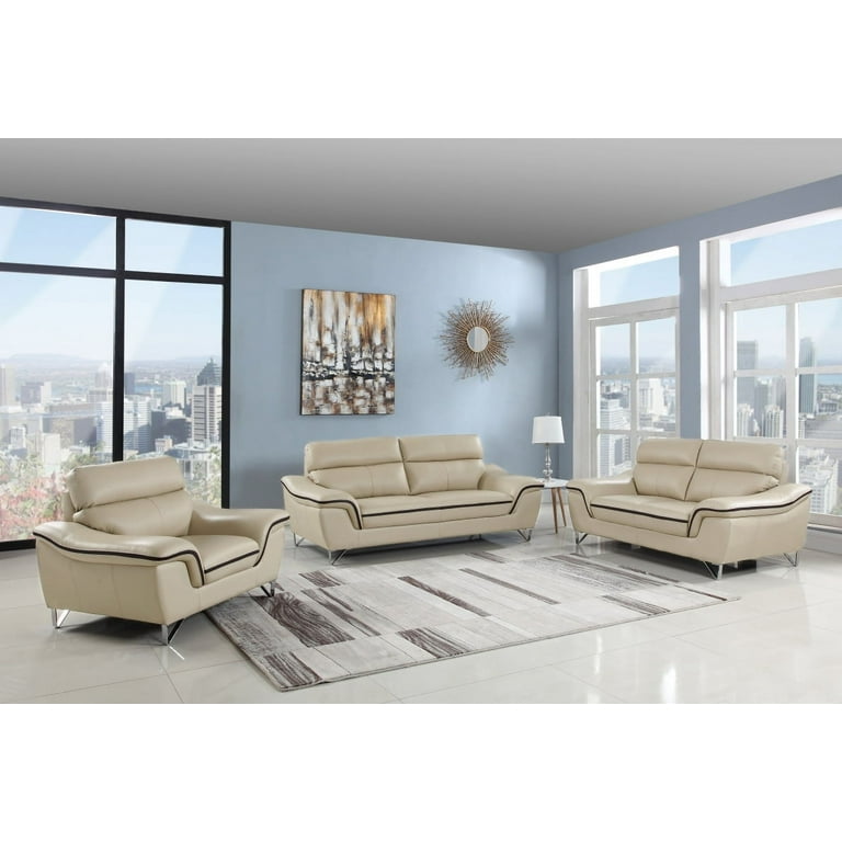 Three Piece Indoor Beige Microsuede Six Person Seating Set Three Piece Indoor Beige Microsuede Six Person Seating Set