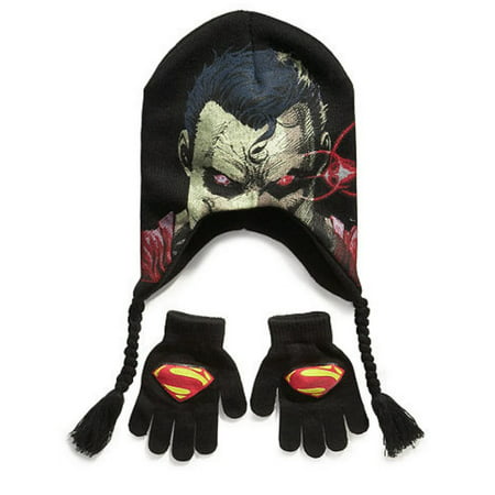 DC Comics Boys Black Superman Winter Hat & Set Peruvian Style