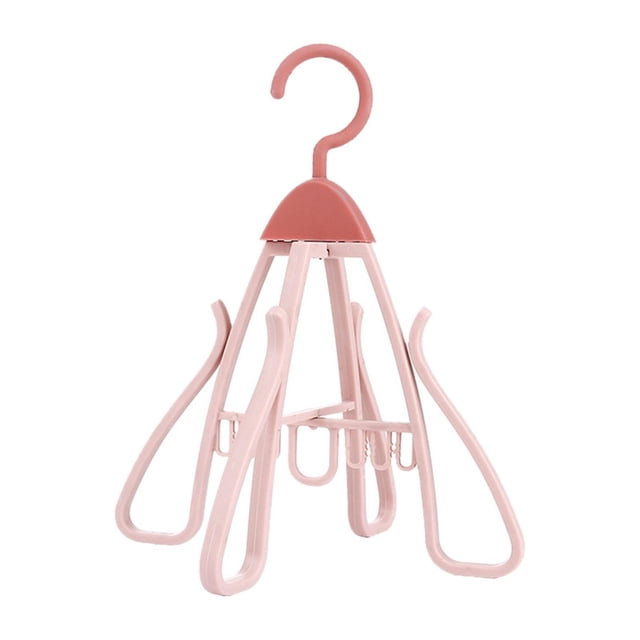 Siruishop Shoe Drying Rack Foldable 360 degree Rotatable Hold 4 Multifunctional Shoes Hanger pink