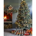 thumbnail image 3 of Hello Fall Cat Christmas Tree Skirt 48 Inches Large Christmas Skirt Tree, Thanksgiving Maple Leaf Black Plaid Tree Skirt Christmas Decorations for Fireplace Party Holidays Indoor Outdoor, 3 of 7