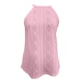 thumbnail image 4 of IUYRTFE Women's Solid Color Halter Neck Sleeveless Tank Top Casual Summer Basic Top, 4 of 5