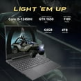 thumbnail image 2 of HP Victus 15.6" 144Hz Gaming Laptop, Intel Core i5-12450H, 64GB RAM, 2TB PCIe SSD, NVIDIA GeForce GTX 1650 Graphics 4GB, Backlit Keyboard, WiFi 6, Bluetooth, Win 11, Black, Hotface 32GB USB Card, 2 of 9