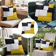 thumbnail image 6 of Yellow Black Geometric Throw Pillow Cover Abstract Patchwork Cotton Linen Cushion Cover Throw Pillow Case with Invisible Zipper for Couch Sofa Bed Chair Car 20x20 Inch, 6 of 9