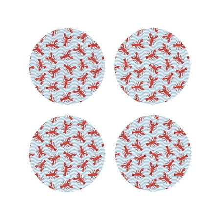 

Fuzoiu Cartoon Lobsters 1 Print Leather Coasters Set Drink Coasters Set of 4 for Tabletop Protection Durable PVC Coasters Home Décor and Housewarming Gift-Round Shape