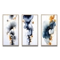 thumbnail image 2 of Designart "Miracle Abstract Ink Cloud with a Touch of Gold VI" Abstract Painting Framed Wall Art Set Of 3 - Blue Modern Frame Gallery Wall Set For Home Decor, 2 of 6