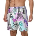 thumbnail image 2 of Balery Eiffel Tower and Hearts Mens Swim Trunks Swim Shorts for Men Quick Dry Inseam Beach Shorts with Compression Liner Pocket-X-Large, 2 of 9