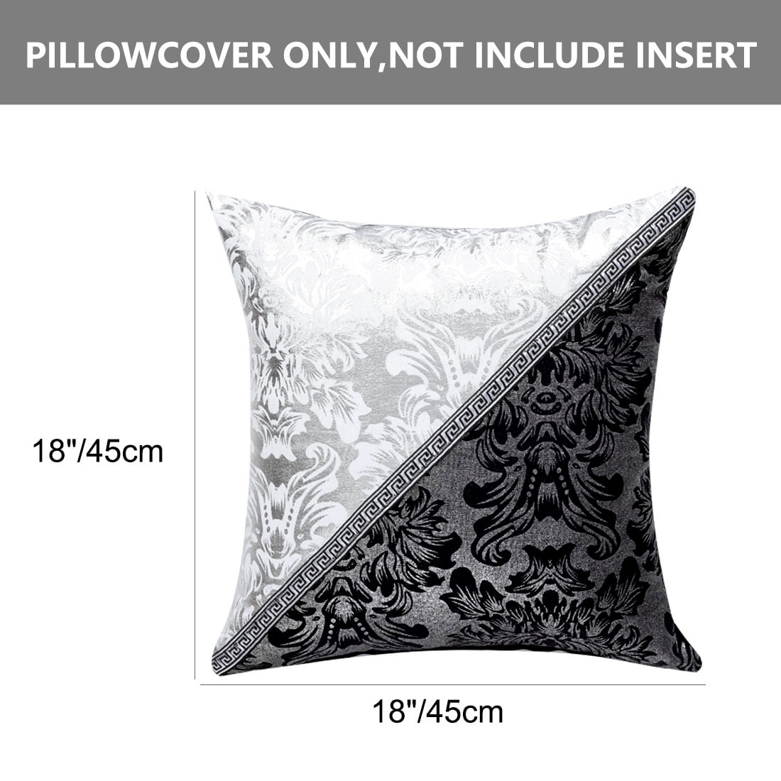 Unique Bargains 2 Pack Geometric Decorative Throw Pillow Covers 18" x18" Black&Silver