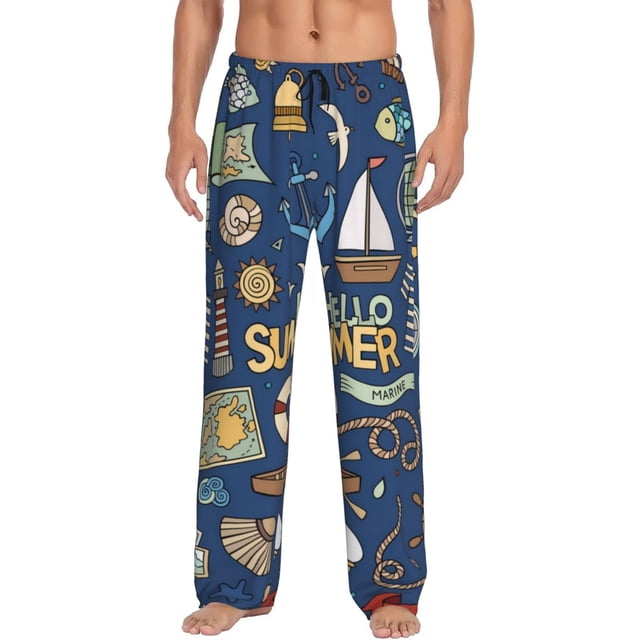 Balery Marine Nautical Pantalones de pijama para hombre, pijama ultraligero, pantalón de descanso-XX-Large