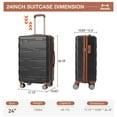 thumbnail image 3 of Huisuilinss Carry on Luggage, Hard Shell Hardside Suitcases,Double Spinner Wheels Lightweight Suitcase TSA Lock, Natural Black, 24 Inch, 3 of 7