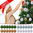 thumbnail image 1 of Adornos navideños, 24 bolas navideñas de terciopelo, adornos navideños flocados, bolas de plástico, adornos colgantes decorativos, adornos navideños, 24 bolas decorativas., 1 of 9