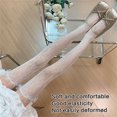 thumbnail image 4 of Sweet See Through Frilly Over Knee Long Socks Women Girls Ruffle Lace Trim Flower Patterned Thigh High Stockings, 4 of 9