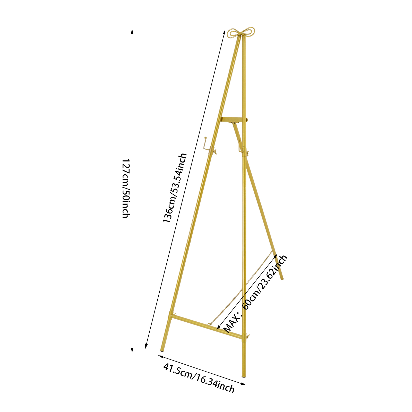 Gold Large Adjustable Floor Standing Easel for Wedding Display Metal Stand