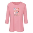 thumbnail image 6 of Charella Women's Floral Printed Tops Flower Graphic Tee Casual Crew Neck 3/4 Sleeve Shirts Loose Fit Clothes (L, Pink 2), 6 of 6