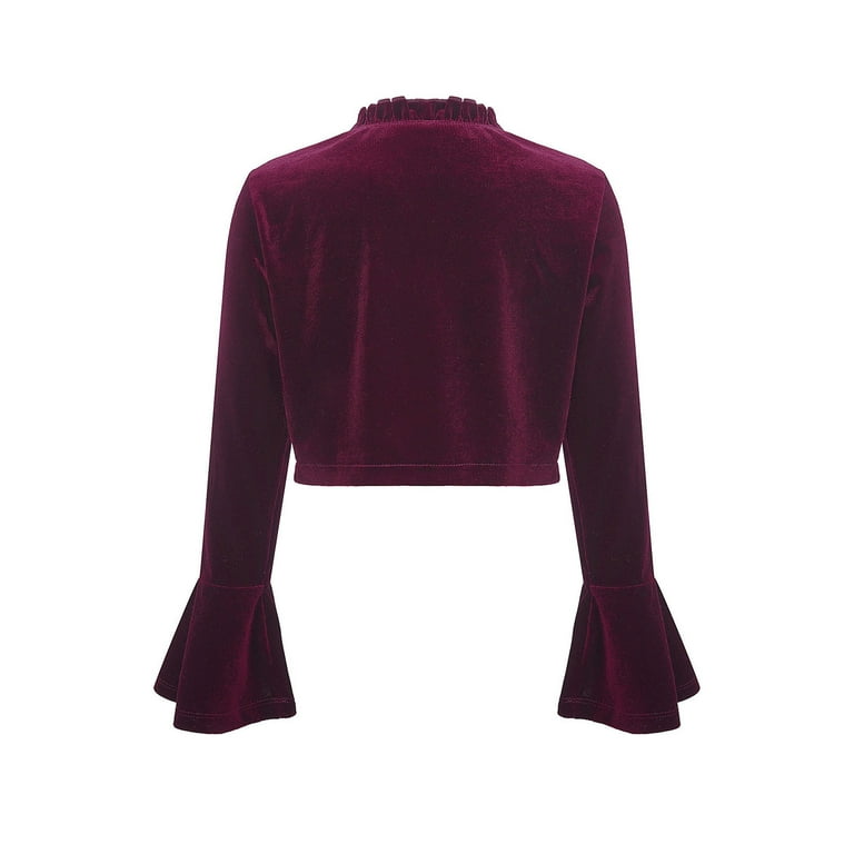 Alvivi Flower Girls Bolero Kids Long Sleeve Velvet Cardigan