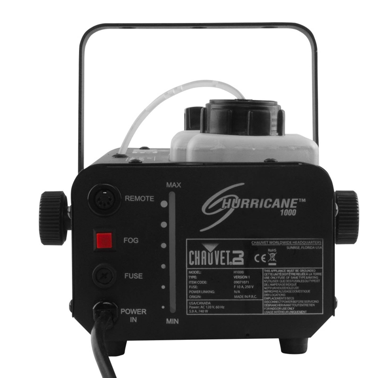 Chauvet DJ Hurricane 1000 Compact Fog Machine with Wireless Remote and LED-Illuminated Tank
