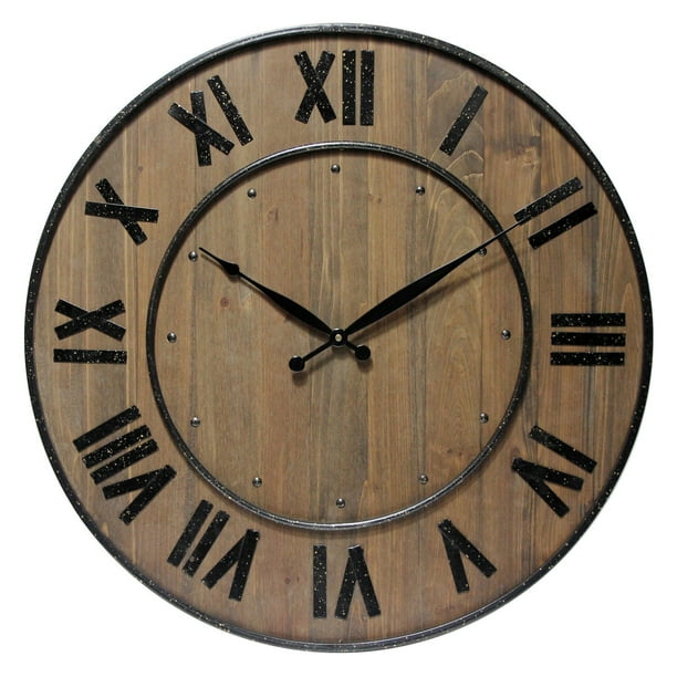 Infinity Instruments 24"" Wood Wine Barrel Wall Clock 14575WL