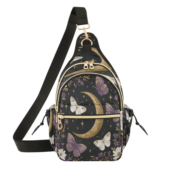 Women Crossbody Bag Fashion Moon Purple Printed Sling Bags Shoulder for Women
