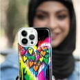 thumbnail image 5 of MUNDAZE Apple iPhone 14 Shockproof Clear Hybrid Protective Phone Case Colorful Rainbow Hearts Love Graffiti Painting Cover, 5 of 5