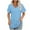 Light Blue, variant on Summer Fashion Oversize Shirts for Womens V- Neck Printed Casual Pullover With Short Sleeves