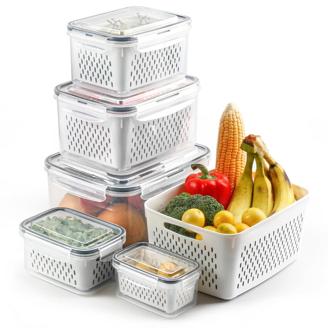 Contenedores de almacenamiento de alimentos BreezyHome Fruit, 5 unidades, para nevera