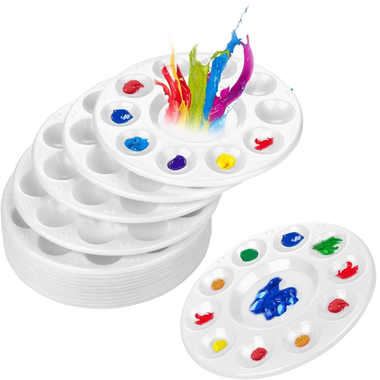 Gaoominy 28 Pcs Paint Tray Palettes Plastic for Art Painting and Kids Decorating Cupcakes 