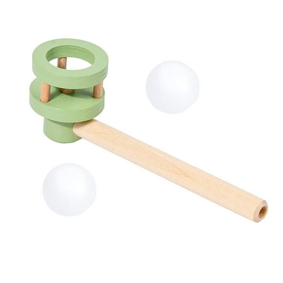 SIYTUAU Green Wooden Blow Pipe Ball Game Floating Balls Toy Breathing Control Skill Development Sensory Toy For Children Wood Blowing Game Toy Green