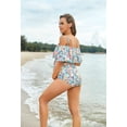 thumbnail image 2 of LIORA Women Off-Shoulder Maternity Swimsuits Flounce Floral One Piece Bathing Suits, Blue, 2 of 6