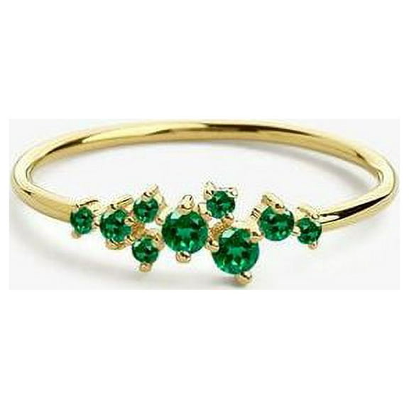 Carillon Chrome Diopside Ring, Gemstone Promise 0.06 ct 925 Sterling Silver Ring Yellow Gold Plated for Women, Ring Size : 4