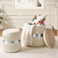 thumbnail image 2 of Tabouret Rond avec Rangement en Velours pour Salon, Poufs de Rangement, Repose-Pieds Multifonction, 2 of 6