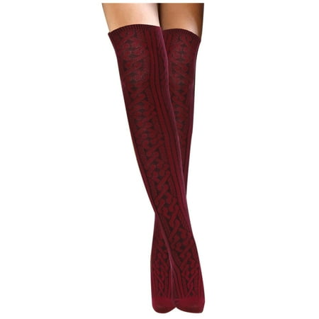 

Follure Womens Thigh High Socks Girls Ladies Keep Warm Over The Knee Sock Long Cotton Stockings Lace Knit Warm Stockings