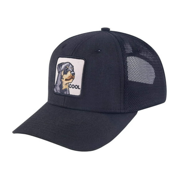 Unisex Embroidered The Cool Dog, 6-Panel Trucker Hat, Black/Black, Adjustable Fit