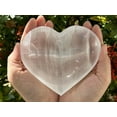thumbnail image 3 of Large Selenite Heart Bowl, 5" Selenite Heart Shaped Dish Bowl With Pedestal, Crystal Polished Cleansing Charging Healing Gemstone Bowl, 3 of 6