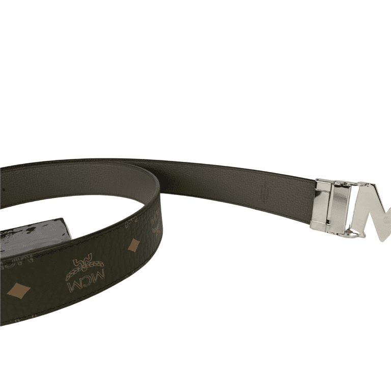 Mcm Claus Visetos Sea Turtle Pebble Leather Adjustable Reversible Buckle Belt