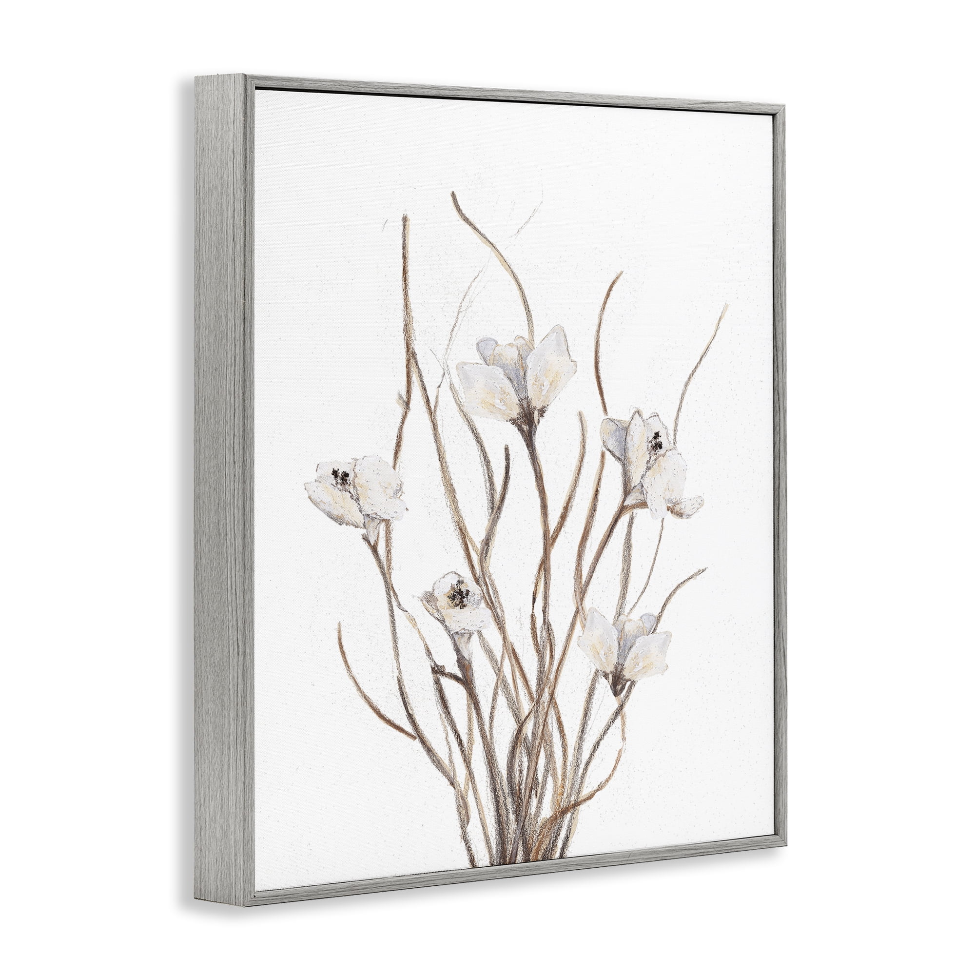 Stupell Industries Curly Floral Branches Gray Framed Giclee Art, design by Lanie Loreth