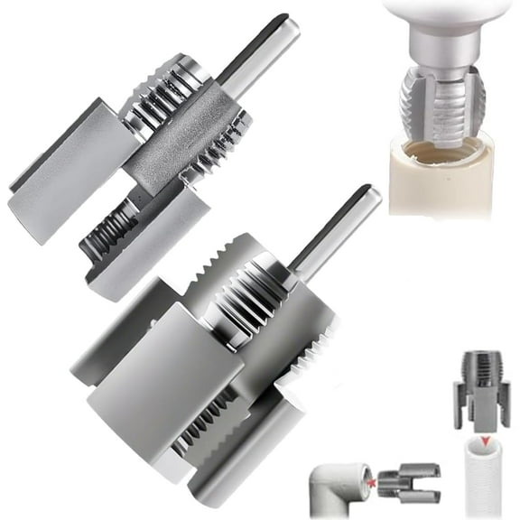 Integrated Internal & External Pipe Threading Tool, Dual-Function Pipe Thread Cutting Tool, 1/2'' 3/4'', Electric Drill Compatible PVC & Plastic Pipe Threader Kit for Home Repair (2PCS All)